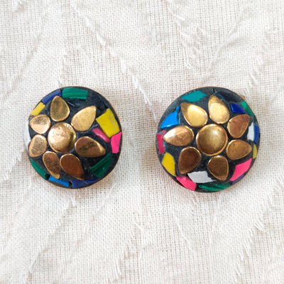 Pack Of 2 Round Mosaic Metal Button