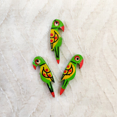 Pack Of 3 Green Parrot Buttons