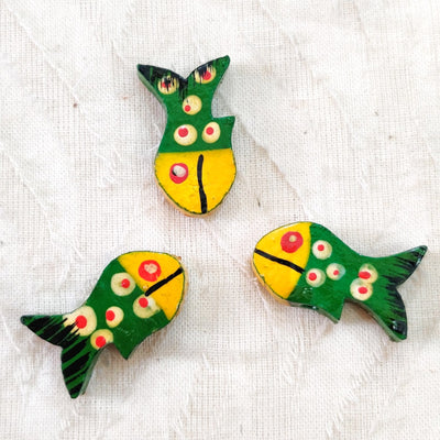 Pack Of 3 Green Yellow Fish Buttons