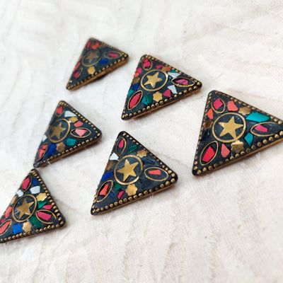Pack Of 4 Multi Colour Mosaic Triangle Buttons