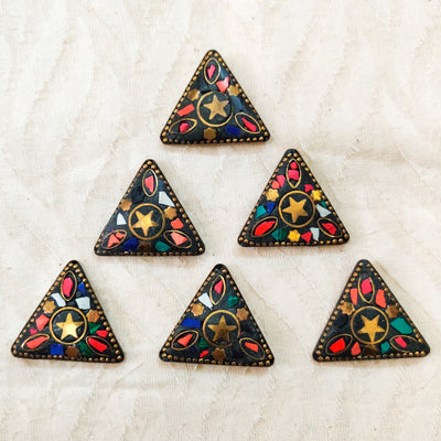 Pack Of 3 Multi Colour Mosaic Triangle Buttons