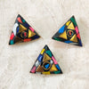 Pack Of 3 Multicolour Mosaic Triangle Buttons