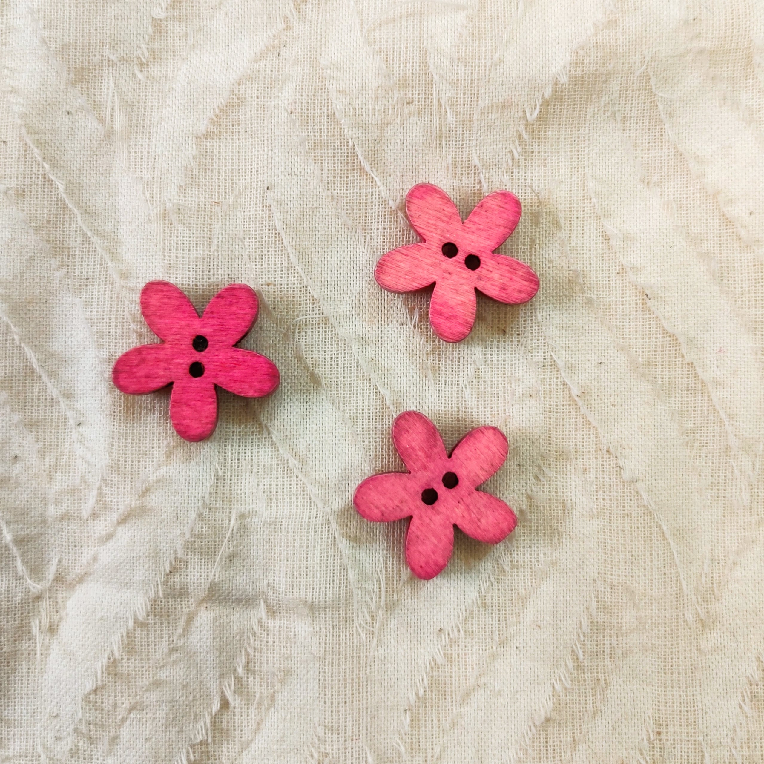 Pack Of 3 Pink Flower Buttons – Sanskruti
