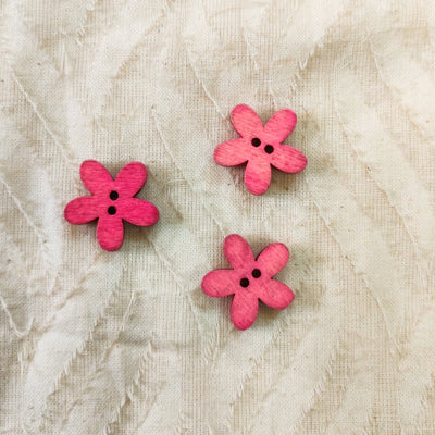 Pack Of 3 Pink Flower Buttons