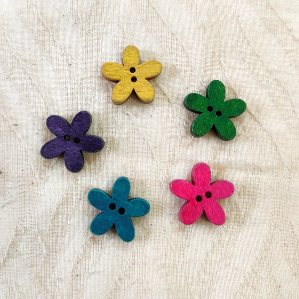Pack Of 5 Multi Colour Flower Buttons