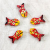 Pack Of 5 Red Yellow Fish Buttons