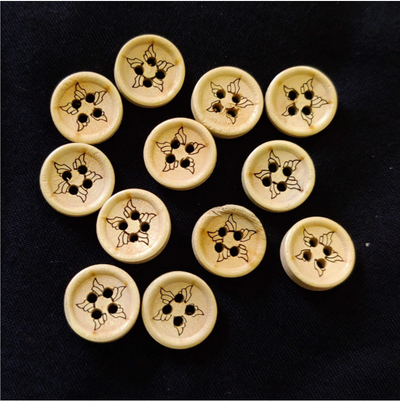 Pack Of Five Carved Patterned Wooden Button