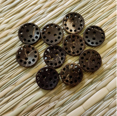 Pack Of Five Dark Brown Wooden Button With Holes