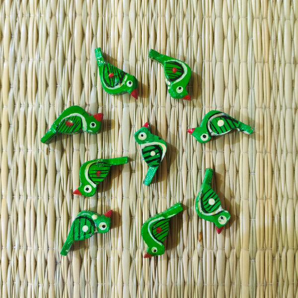 Pack Of Five Green Bird Button