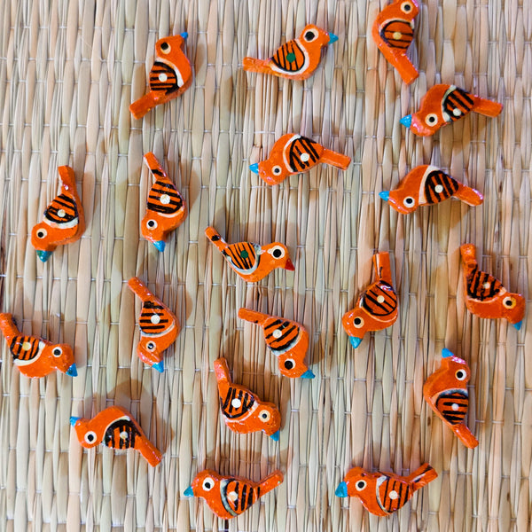 Pack Of Five Orange Bird Button
