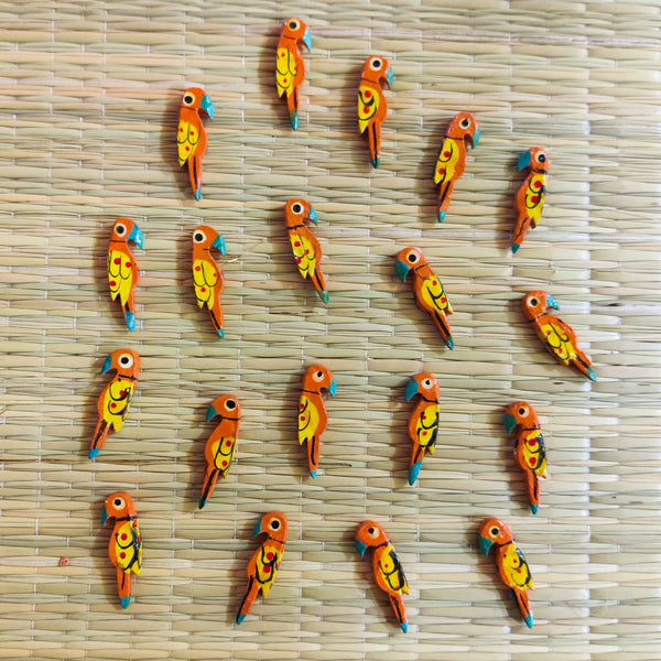 Pack Of Five Orange Parrot Button