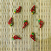 Pack Of Five Red Green Bird Button