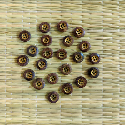 Pack Of Five Wooden Button With Metal Core