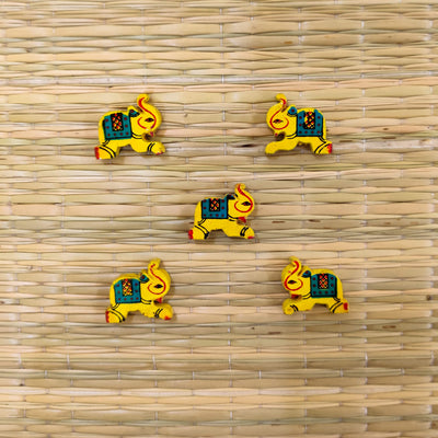 Pack Of Five Yellow Elephant Button