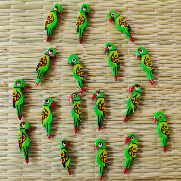 Pack Of Four Green Parrot Button