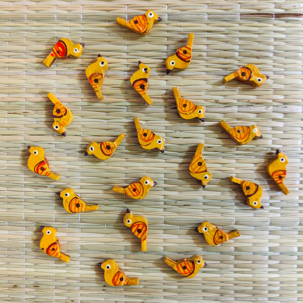 Pack Of Four Mustard Yellow Bird Button