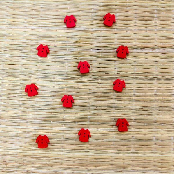 Pack Of Four Red Shirt Button