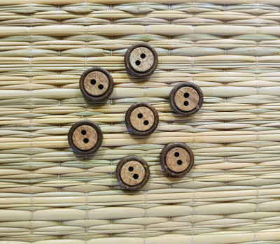 Pack of  Four Circle Carved Wooden Buttons