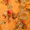 Pastel Orange Floral Muslin With One Side Embroiedered Fabric