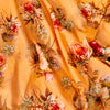 Pastel Orange Floral Muslin With One Side Embroiedered Fabric