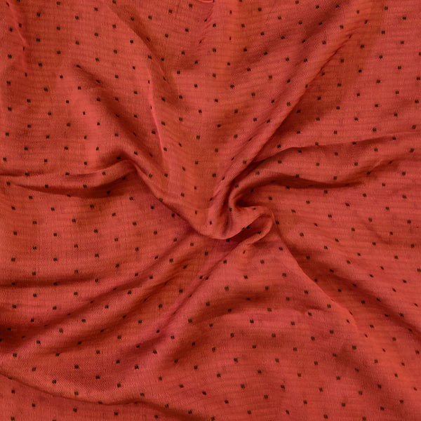 Peach Brown Zomato Georgette With Dark Brown Self Weave Fabric