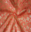 Peach Silk Banarasi Brocade with Gold Jaal Weaves Fabric