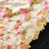 Pearl White Vintage Floral Organza With One Side Embroiedered Fabric
