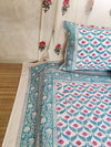 Pink Lotus Pure Cotton Jaipuri Double Bedsheet
