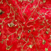 Pink Net With Gold Embroidered Jaal Fabric