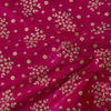 Pink Slub Silk Cotton With Gold Zari Flower Cluster Embroidered Blouse Piece Fabric (90 cm)