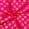 Pink Silk Brocade With Gold Lotus Motif Hand Woven Banarasi Fabric