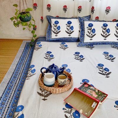 Poppy Garden Pure Cotton Jaipuri Double Bedsheet