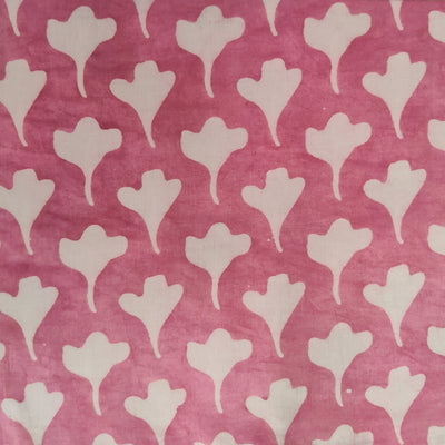 Pre-Cut 1.40 Meter Pure Cotton Dabu Baby Pink With Flower Shadow Hand Block Print Fabric