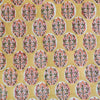 Pre-Cut 1.40 Meters Pure Cotton Jaipuri Yellow With Plant Motif Hand Block Print Fabric