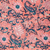 Pre-Cut 2 Meters Pure Cotton Jaipuri Soft Pink With Blue Lotus Jaal Hand Block Print Fabric
