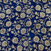 Pure Cotton Ink Blue Jaipuri With Small White Flower Curvy Jaal Hand Block Print Blouse piece Fabric(1 Meter)