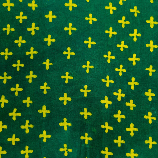 Pre-cut 1.75 meters Pure Cotton Special Ankola Dabu Tiny Cross Flower Hand Block Print Fabric