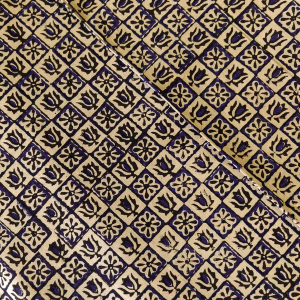 Pre-cut 1.90 meters Pure Cotton Cream Dabu Jahota With Design In A Square Hand Block Print Fabric