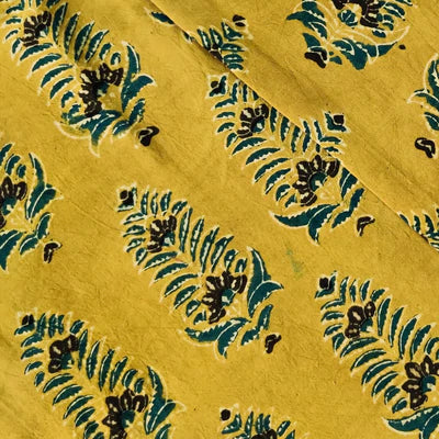 Precut 1.50 Meter Pure Cotton Ajrak Sandy Brown  With Corn Motif Hand Block Print Fabric