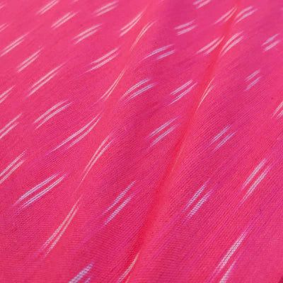 Precut ( 1.45 Meter ) Pure Cotton Ikkat Pink With Tiny Double Weaves Hand Woven Fabric