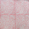 Precut ( 2 Meter ) Pure Cotton Jaipuri White With Pink Jaal Hand Block Print Fabric