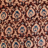 Pure Chanderi Kalamkari Brown With Blue Wild Fruit Jaal Hand Block Print Fabric