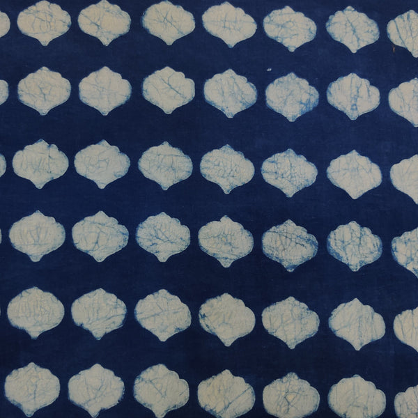 Pure Coton Special Akola Indigo With Geometric Mughal Motif Hand Block Print Fabric