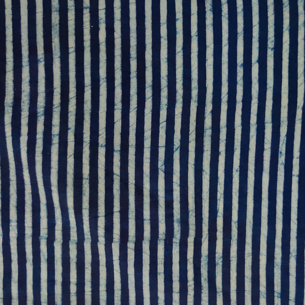 PRE-CUT(2 METER )Pure Coton Special Akola Indigo With Stripes Hand Block Print Fabric