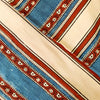 Pure Cotto Ajrak Cream With Blue And Madder Border Stripes Hand Block Print Fabric