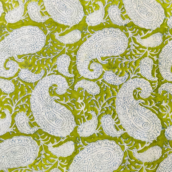 Pure Cotto Jaipuri Green With Kairi Jaal Hand Block Print Fabric
