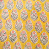 Pure Cottom Jaipuri Yellow With Pink Flower Plant Hand Block Print Fabric