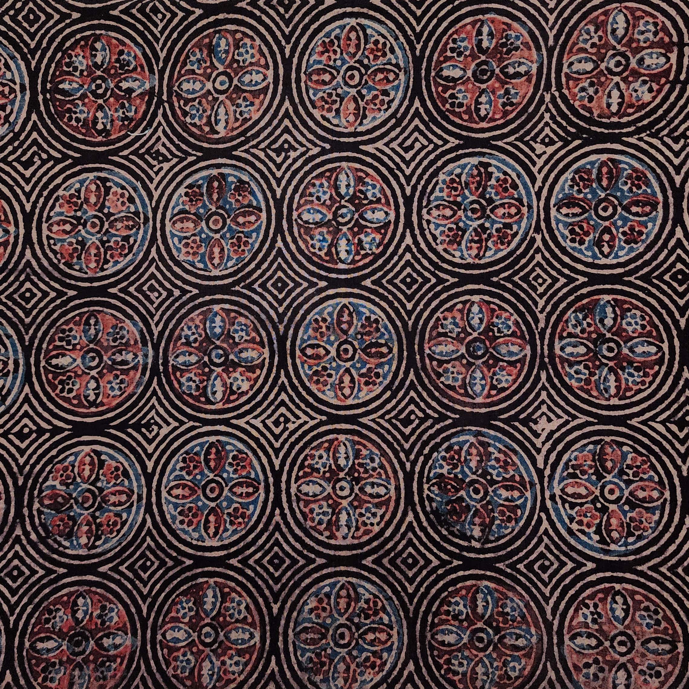 Pure Cotton Ajrak Black With All Over Chakra Pattern Hand Block Print ...