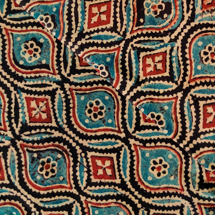 Patterns Blobby Pure Cotton Ajrak Black With Blobby Geometric Pattern Hand Block Print ...