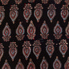Pure Cotton Ajrak Black With Blue And Maroon  Spade Motif Hand Block Print Fabric